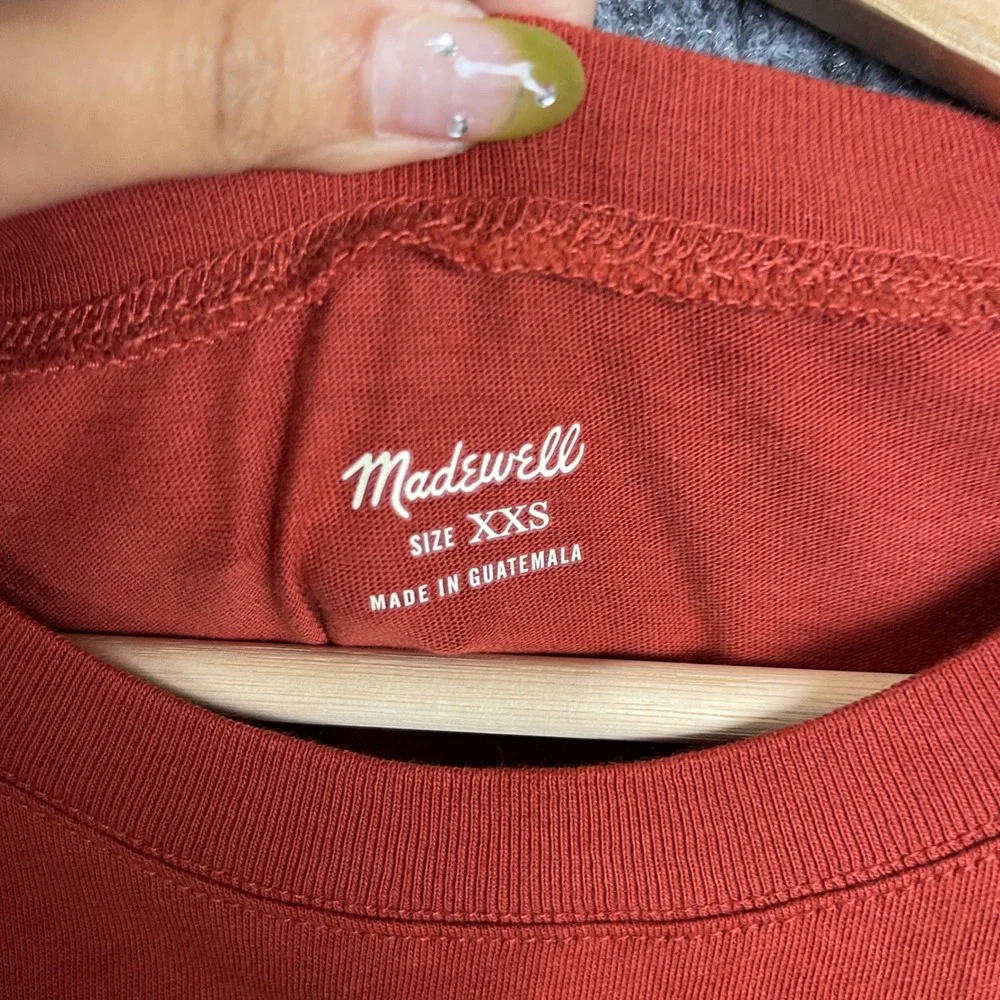 NEW Madewell T-Shirt  XXS Burnt Orange New Crew Neck Short Sleeve Cotton Tee